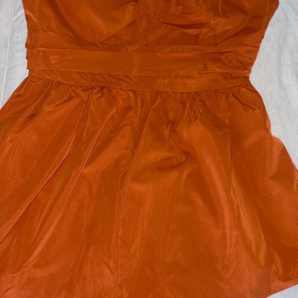 Chic One-Shoulder Rust Dress - Picture 4 of 5